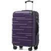 COOLIFE Valigie Valigia Trolley rigido ultraleggero e capiente,Chiusura a combinazione laterale con TSA, 4 ruote per facilitare il trasporto (Grigio-viola, 67cm)