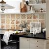 Alwayspon Piastrelle Autoadesive da Parete in Vinile, 10 Pezzi 20cm/8 pollici Stacca e Attacca su Piastrelle Transfer Vinile Pavimentazione Impermeabile Paraschizzi per Cucina Bagno, Floreale Marrone