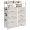 Mintnook Cassettiera in Tessuto, Cassettiera per Camera da Letto, 8 Cassetti in Tessuto, 4 Tasche Laterali, Credenza con Doppio Ripiano in Legno per Soggiorno, Ingresso, Quercia Bianca