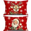 ZJILIXIA 2 Pcs Cuscini Natalizi per Letto,Federe Cuscini Natalizi 50x30,Decorazioni Natalizie Lino,Quadrate per Cuscino per Divano,Federa a Tema Natalizio,Per Casa Addobbi Soggiorno Sedia Decorativi (Stile-H)