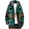 TOSHIKII Uomo Aztec Fleece Lined Giacca Lunga Western Ethnic Hoodie Zip up Sherpa Lined Cappotto Lungo Inverno Caldo Tribal Overcoat