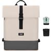 LARKSON Zaino Donna Uomo Beige Grigio - Tammo - Borsa per PC Portale, Lavoro, Università e Viaggio - Rolltop Leggero - Impermeabile