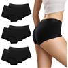 Desanlapi Mutande Boxer Donna Culotte Cotone Slip a Vita Media a Pantaloncino Cotone Shorts Intimo Sportivo Culotte Comode Pacco da 6 Nero 2XL