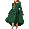 Arshiner Vestito Festivo da Bambina in Chiffon Elegante Rosso per Natale - Maniche a Lanterna, Autunnale, Con Tasca - Abbigliamento per Bambini 10-11 Anni