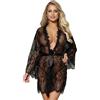 comeondear Lingerie Sexydonna Hot Kimono Sexy Vestaglia con Perizoma Taglie Forti Camicia da Notte in Pizzo Hot Intimo Aperto Babydoll Scollo a V Pigiama Trasparente Completo Intimo Rosso,XL-XXL