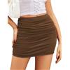 Avidlove Gonna da donna casual a matita, tinta unita, a vita alta, sexy, elasticizzata, skinny, mini gonna elegante, bianco, XL