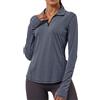Gyabnw T-Shirt Sportiva Donna Manica Lunga Maglie Sportive Maniche Lunghe on Zip Top Palestra Donna Colletto con Cerniera Tennis Yoga Running Trekking