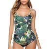Gyabnw Tankini Costume da Bagno Due Pezzi con Spalline Regolabili B-Foglia Verde,M