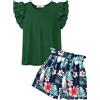 Arshiner Set di Abbigliamento Senza Maniche Ragazze Completo Estivo Maglietta Arancione Pantaloncini Set Completo Il Tempo Libero per Bambini Top Moda Set Due Pezzi con Tasche 6-7 Anni