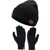 Bequemer Laden Uomo Donna Invernale Cappello Berretto e Touchscreen Guanti con Fodera in Pile, Termici Cappelli Berretti in Maglia a Coste