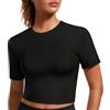 Weardear Sport T-Shirt Donna Manica Corta Crop Top Maglietta Funzionale Slim Fit Running Shirt Traspirante Sportiva Palestra Yoga Allenamento Estate