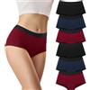 Libella Mutande Donna Cotone Slip Donna Boxer Elasticizzato Biancheria Intimo Traspirante Comode Culotte a Pantaloncino Shorts - Pacco da 6 BRM XL