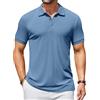 COOFANDY Polo da uomo a maniche corte in maglia con bottoni, polo estivo a costine, maglietta da golf, Data rossa., S