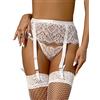 comeondear Reggicalze da donna in pizzo, giarrettiera con perizoma largo, set con 4 supporti, bretelle con clip, grandi dimensioni, bianco, S-M