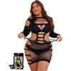 comeondear Intimo Donna Seducente Lingerie Trasparent Maniche Lunghe Bodystocking Sexydonna Hard Babydoll Taglie Forti Biancheria Intima Mini Abito Vestito a Rete Completino Intimo Nero,XS-M
