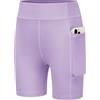 Arshiner Pantaloncini Sportivi da Bambina Leggings Viola Pantaloncini da Ciclista per Bambini Pantaloncini da Palestra Traspiranti A Vita Alta con Tasca Taglia 140/9-10 Anni