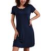 Ekouaer Pigiama da Notte Donna Estiva Nightdress Increspatura Vestito da Notte Girocollo Camicia da Notte Manica Corta, Blu-2, L