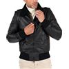 D'Arienzo Giacca Bomber in Pelle Nera Uomo Collo Montone Giubbotto Giubbino Vera Pelle Made in Italy Alan 50/Nero