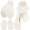 Bequemer Laden Invernale Bambino Cappello con PON PON e Paraorecchie Sciarpa Guanti, Termico Berretto Beanie con Fodera in Pile Manopole per 0-4 Bimbo Bambina