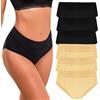 Bresdk Mutande Donna Cotone Slip Vita Media Comode Traspirante Tinta Unica Intimo Base Pacco da 6