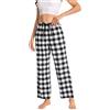 Cyathea, pantaloni da pigiama da donna, 100% cotone, flanella, a quadri, pantaloni da notte con tasche, morbidi, per donna, con coulisse regolabile, rosso a quadretti, XS