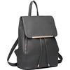 Miss Lulu Zaino Donna, Shell con Coulisse Borsa Zainetto Nero, Zaini Elegante PU Pelle Impermeabile, Medio Antifurto Scuola Lavoro Viaggio Università