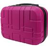 R.Leone Valigia da 1 pezzo Fino a Set 4 Trolley Rigido grande, medio, bagaglio a mano e beauty case 4 ruote in ABS 611 (XS Borsetta Beauty Case, Fucsia)