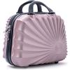 R.Leone Valigia da 1 pezzo Fino a Set 4 Trolley Rigido grande, medio, bagaglio a mano adatto Ryanair 55x40x20cm e beauty case 8 ruote in ABS 2092 (Rose gold, XS Beauty case)