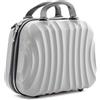 R.Leone Valigia da 1 Fino a Set 4 Trolley Rigido grande, medio, bagaglio a mano e beauty case 4 ruote in ABS 2037 (Argento, XS Beauty Case)