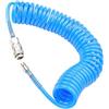 LNSYSNS Tubo Spiralato Aria Compressa max 10 Bar, 6 m Tubo per Compressore, Spiralato Accessori Compressore Aria, Diametro Tubo 5 x 8 mm, con Connettore da 1/4 di Pollice, Blu, per Erogazione Gas