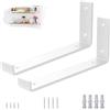 VTOPVMAX Set da 2 Staffe per Mensole Reggimensola, Supporti a Muro in Acciaio 5mm Bianco con Bordo Antiscivolo, per staffe per mensole pesanti 30cm