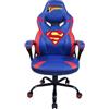 SUBSONIC - Sedia da gaming, sedia da ufficio Superman, sedia da gaming per bambini, comoda seduta a dondolo, poggiatesta e braccioli integrati, schienale ergonomico, altezza regolabile - Blu e rosso