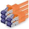 1aTTack.de 5x 2m CAT7 Cavo di rete RJ45 10 Gigabit SFTP PIMF - Arancione | Cavo patch Ethernet, rame, 10 Gb/s, LAN, DSL, switch, modem, router, patch panel, CAT7, CAT6, CAT5