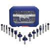 WORKPRO Set Frese per Legno 15 Pezzi, Codolo 8mm, Set di Punte per Router in Metallo Duro con Scatola di Plastica