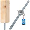 KOTARBAU® Supporto per pali filettato M24 mm con vite, piedino di supporto regolabile in altezza, zincato, base di cemento per calcestruzzo, 80 x 80 x 500 mm