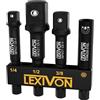 LEXIVON Set di Adattatori per Bussole a Percussione e Porta-Biti Magnetico | 4 Pezzi da 1/4 di pollice con Estensione a Scatto da 1/4, 3/8 e 1/2 Pollici | Include Supporto Organizzatore (LX-104)