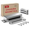 LouMaxx Chiusura Magnetica Ante Forte - Forza di Tenuta 15kg - Set di 2 in Acciaio Inox - Calamita Chiusura Mobili - Chiusura Porta Magnetica - Chiusure Magnetiche Sportelli, presa salda