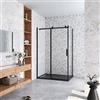 GENERIC 200 cm Box Doccia Angolare Porta Scorrevole 120 cm con Parete Fissa 80 cm Vetro da 8 mm Temperato Trasparente Anticalcare Telaio Nero Opaco