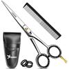 Candure Forbici da Parrucchiere 6,5" - Forbici Professionali per Taglio Capelli con Pettine e Custodia in Pelle per Parrucchieri, Barbieri, Uomini, Donne e Bambini - Acciaio Inox