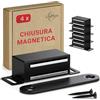 LouMaxx Chiusura Magnetica Ante Forte - Forza di Tenuta 6kg - Set di 4 in Acciaio Inox Nero - Calamita Chiusura Mobili - Chiusura Porta Magnetica - Chiusure Magnetiche Sportelli, presa salda