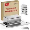 LouMaxx Chiusura Magnetica Ante Forte - Forza di Tenuta 6kg - Set di 4 in Acciaio Inox - Calamita Chiusura Mobili - Chiusura Porta Magnetica - Chiusure Magnetiche Sportelli, presa salda