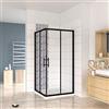 AICA ITALY 190 cm Box Doccia Angoalre Porte Scorrevoli Vetro Temperato 6 mm Trasparente Anticalcare Telaio Nero Opcao 70x70 cm