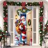 Tyanlenr Decorazioni Copriporta Natalizia 200 × 90 CM, Decorazione Copri Porta Babbo Natale con Chiusura a Gancio e Anello, Banner di Sfondo di Natale Copri Porta per Esterni ed Interni