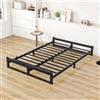 VECOCHO Struttura per letto matrimoniale, 15,2 cm, struttura letto matrimoniale, in metallo resistente, con piattaforma imbottita, senza bisogno di molle, facile da montare, colore nero