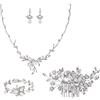 EVER FAITH Set di Gioielli da Matrimonio per la Sposa, Brillante Perla Cristalli Fiore Foglia Filigrana Collana Orecchini Bracciale di pettinini per Capelli Donna