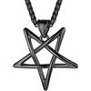 FaithHeart Collana con Pentacolo Invertito Baphomet Ciondolo Satanico Testa di Capra/Pentagramma Satana Sulfuro Occulto Alchimia Inversa Leviatano Croce Acciaio/Oro/Nero + Catena Regolabile
