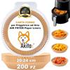 Akitaink Carta forno per friggitrice ad aria 200 pezzi Food-Grade BPA Free 20x24x4,5 cm Carta Air Fryer Rotonda - Ideale per una cottura sana 200 Pezzi - Facilità di Pulizia e Cottura Perfetta