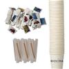 BIOVIRA Eco by Design BIOVIRA Kit 100 tazzine caffe Carta 80ml 3oz, 100 Palettine Caffe Monouso, 100 Bustine Zucchero di alta qualità - Made in Italy - Ideale per Cialde Caffè Borbone Ideale per Casa, Ufficio, Bar