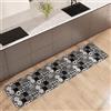 NARCISO Tappeto Cucina Antiscivolo Lavabile 100% Vinile Gommato Antimacchia, Passatoia Cucina Antiscivolo Lavabile, Tappeti Runner Disponibili in Varie Metrature (Maiolica Nero, 52x180cm)