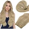 Easyouth Extension Capelli Veri Tessitura Biondo Estensioni Capelli Veri Tessitura Blond Cendré Highlight Blond Extension Umani Weft Naturali #P16/22 30cm 70g